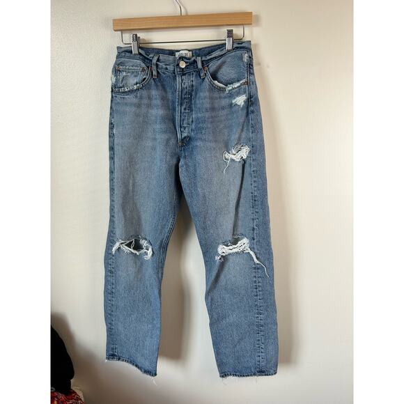 AGOLDE Isolate Medium Indigo 90s Mid-Rise Loose Jeans Size 28 - Picture 5 of 8